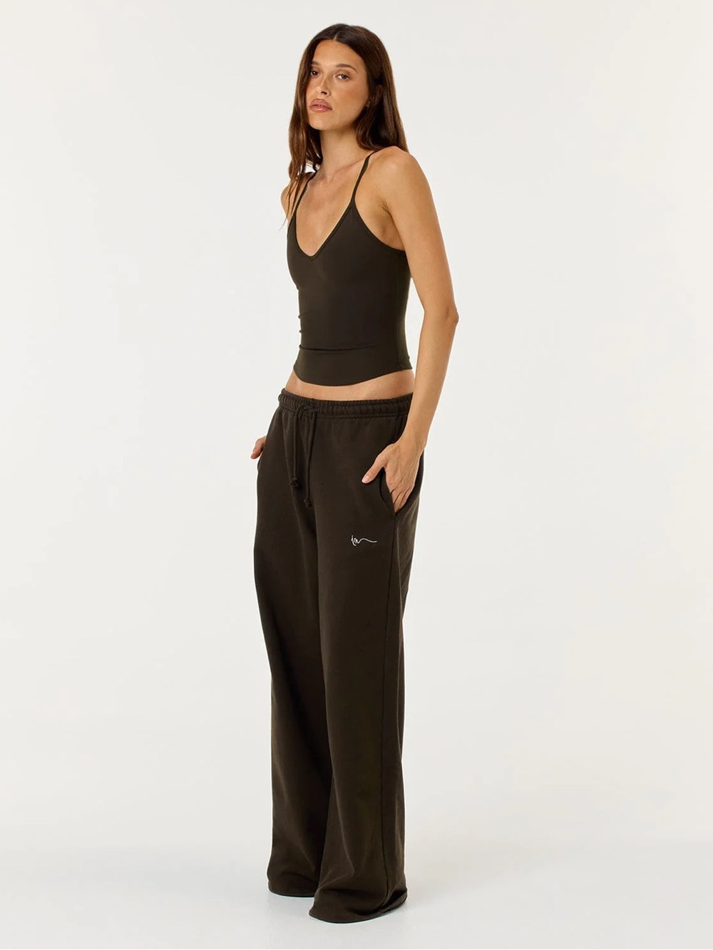 NWT CSB Wide Leg Sweatpants x Isabelle Mathers Collab XS in Dark Chocolate